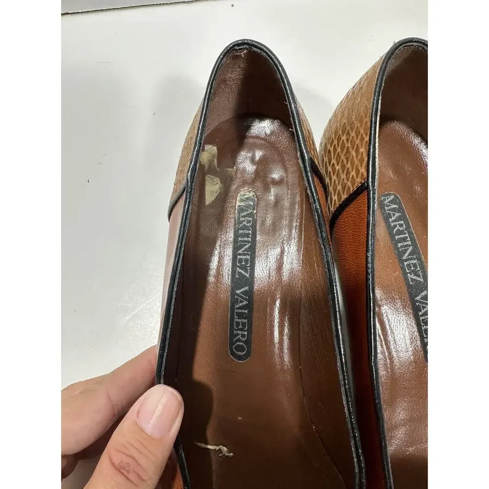 Martinez Valero Shoe Women‎ Pumps Brown Suede Leather Heels 8 Spain Vintage 80’s